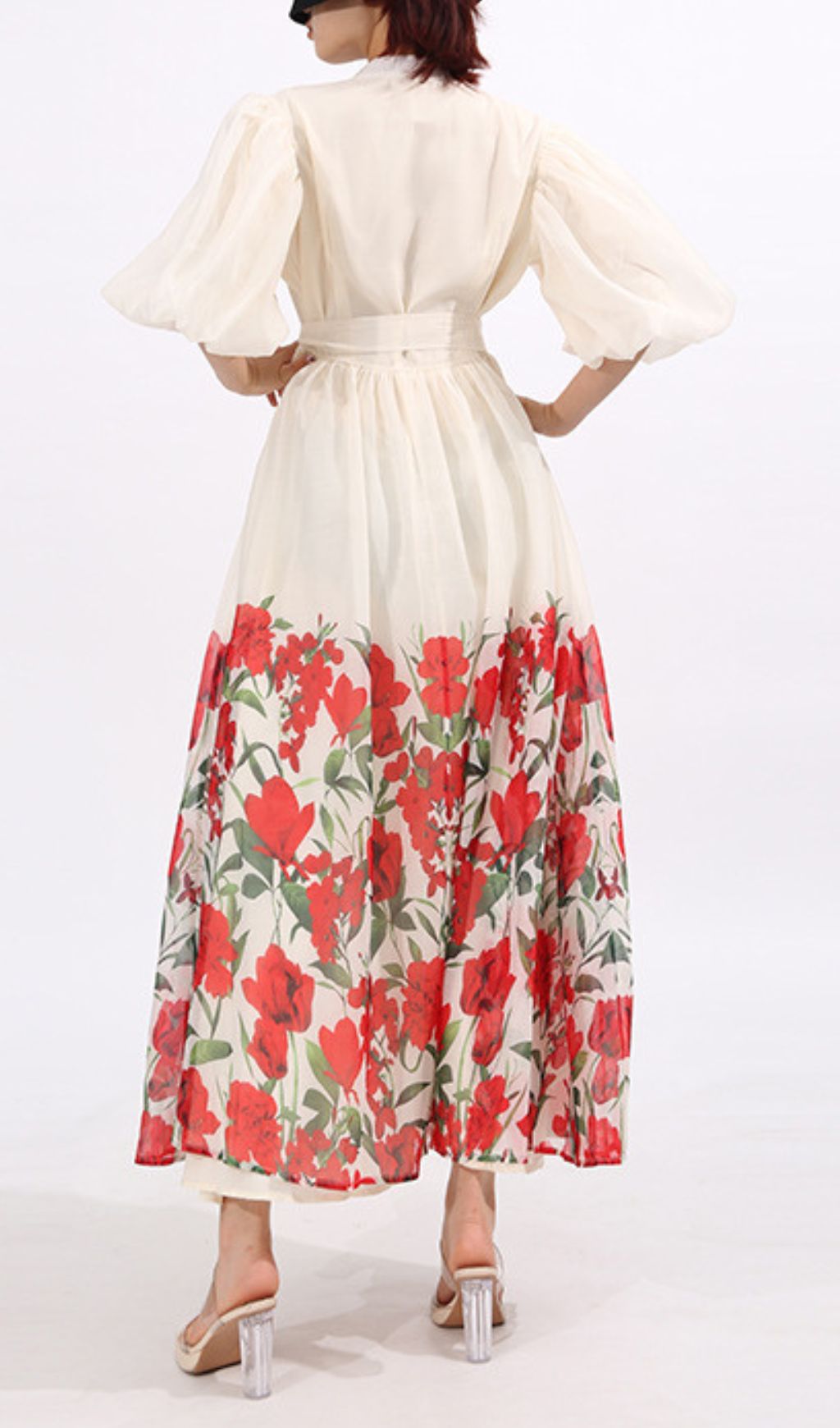 Enyo Women's Vibrant Red Floral Maxi Dress