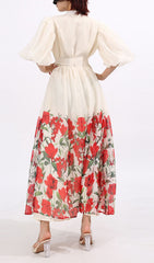 Enyo Women's Vibrant Red Floral Maxi Dress