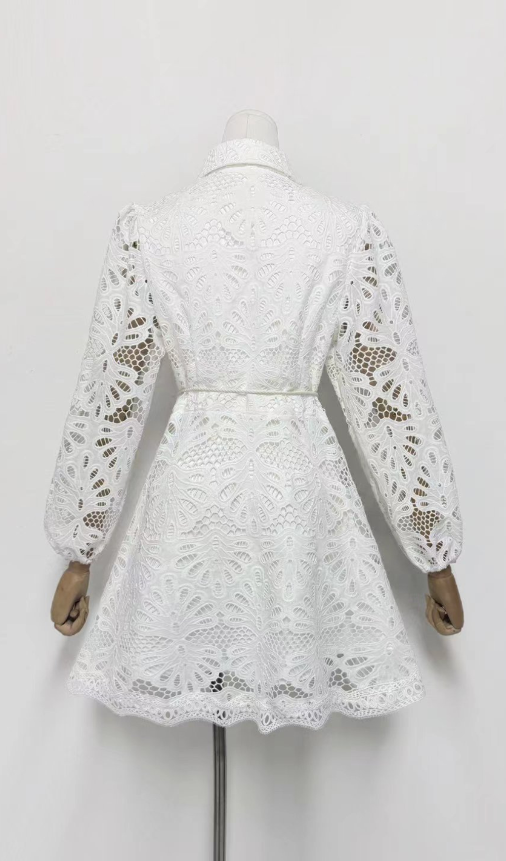 Gazit Light Blue Eyelet Embroidered Mini Dress