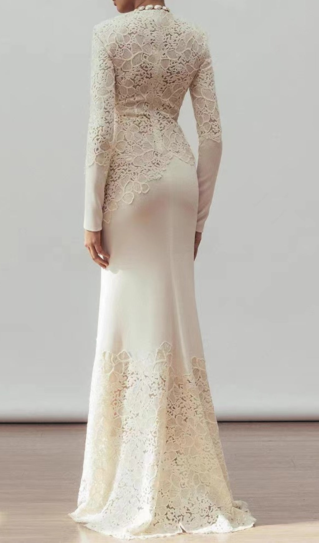 Elodie Timeless Lace & Crepe Maxi Gown