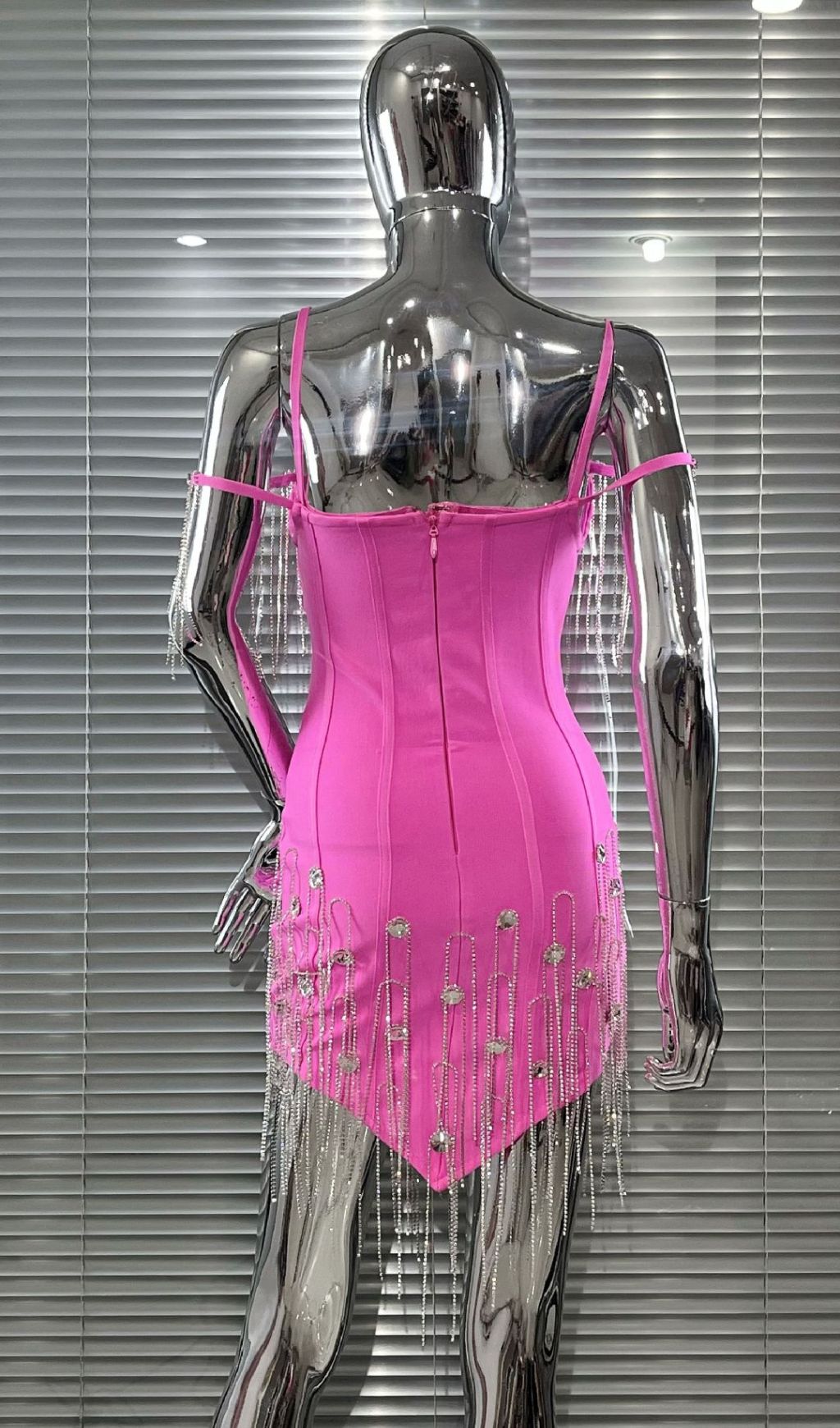 Dazzling Diamante Tassel Bandage Mini Dress