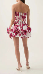 Clearo Floral Strapless Ruffled Mini Dress