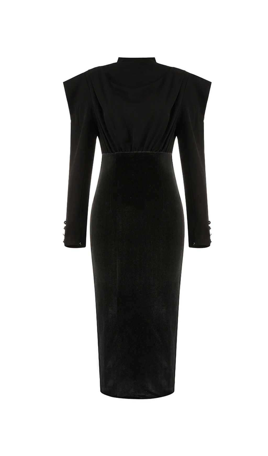 Striking Black Velvet Backless Midi Dress