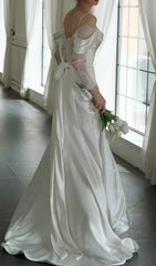 Claire Off-Shoulder Lace & Satin Wedding Gown