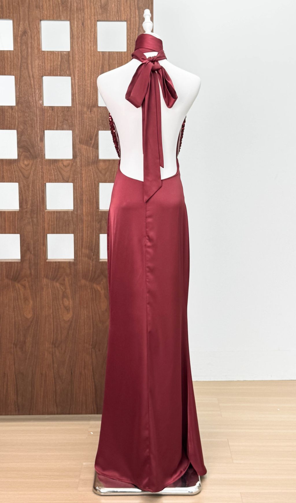 Joffrey Scarlet Sequin Halter Maxi Gown