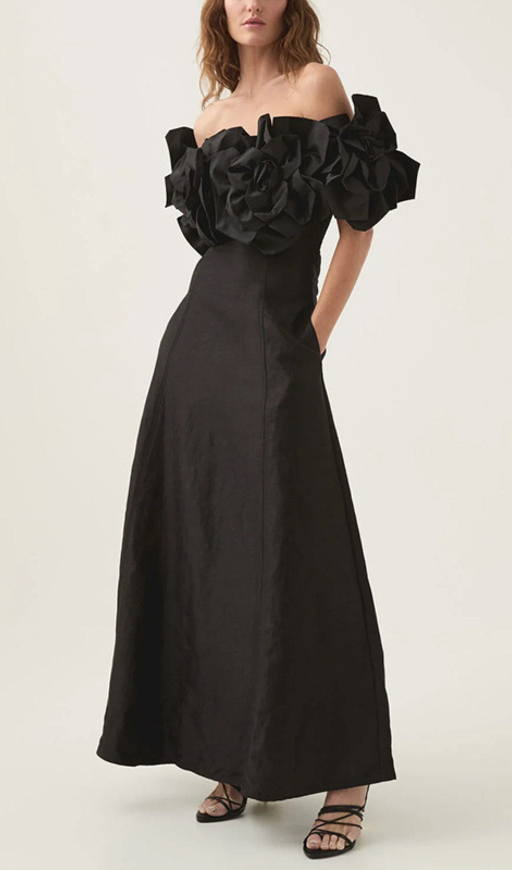 Chabela "Rose Bloom" Off-Shoulder Maxi Dress