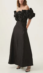Chabela "Rose Bloom" Off-Shoulder Maxi Dress