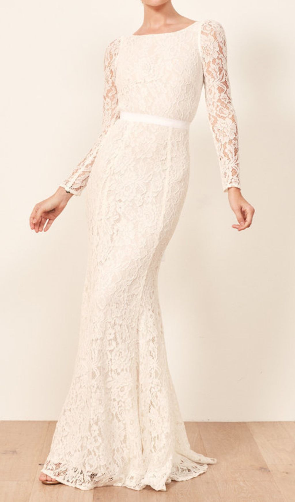 Haynes Elegant White Lace Long Sleeve Maxi Dress