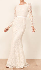 Haynes Elegant White Lace Long Sleeve Maxi Dress