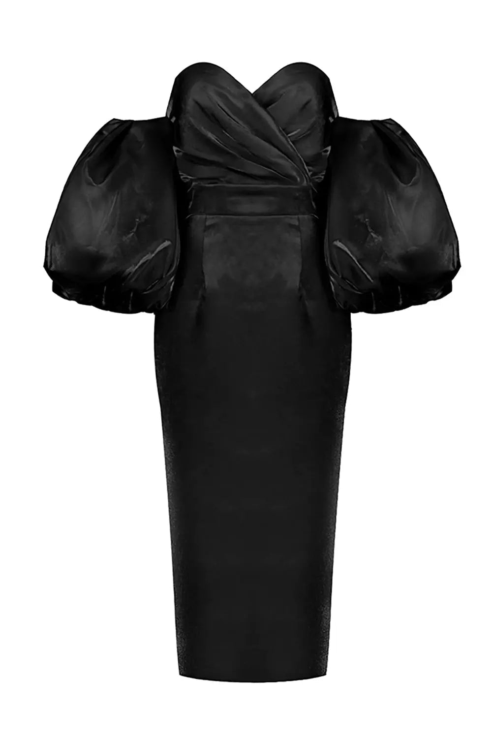 Chic Off-Shoulder Puff Sleeve Midi Dress