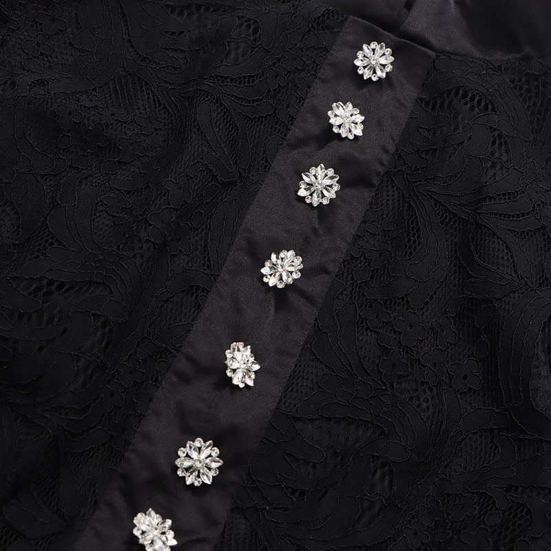 Ivria Elegant Black Lace Maxi Dress