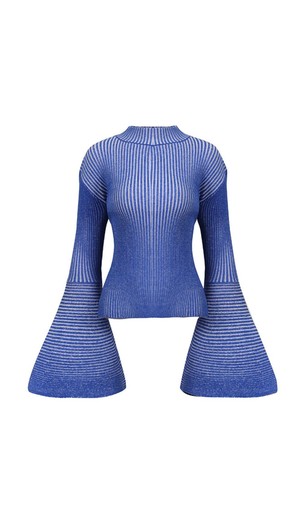 Janli Ribbed Striped Bell Sleeve Sweater