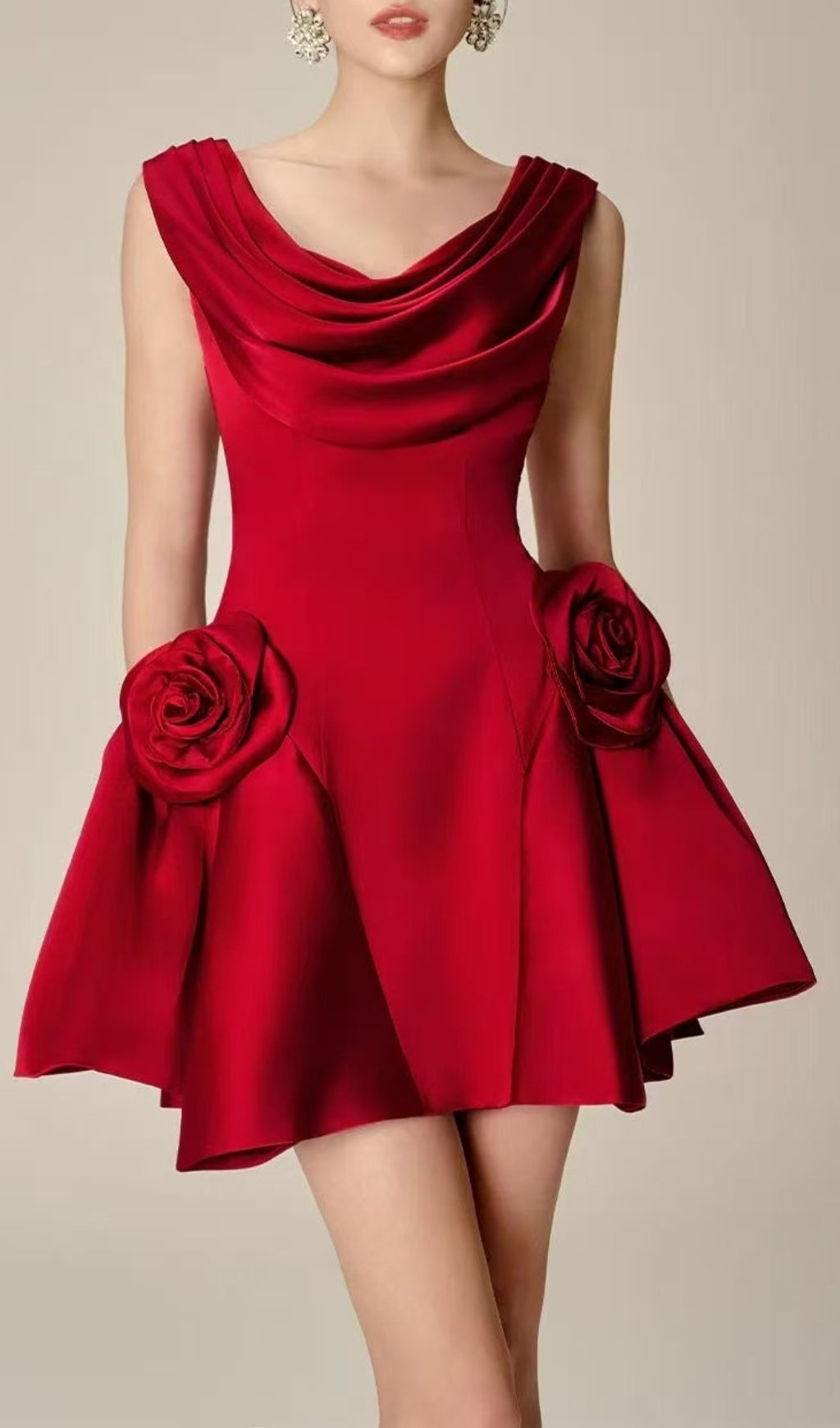 Edana White 3D Rose Embellished Mini Dress