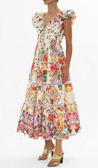 Efrem Vibrant Floral Tiered Midi Dress