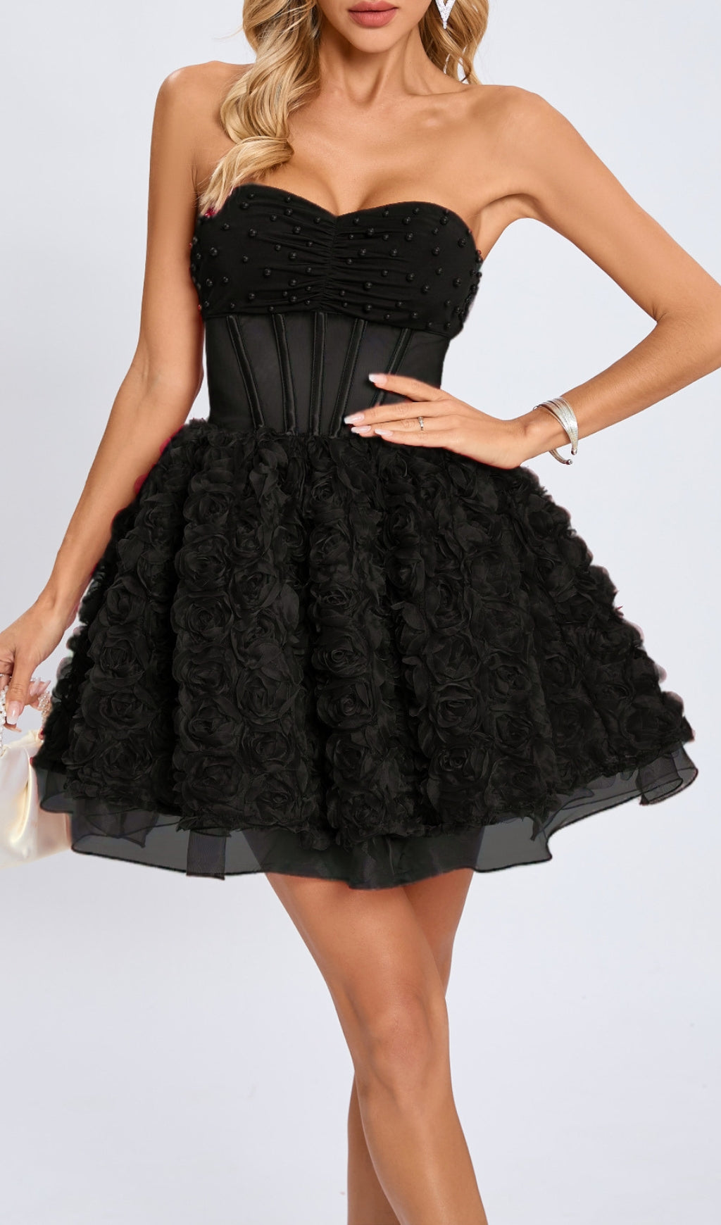 Eustacia Black Strapless Corset Mini Dress