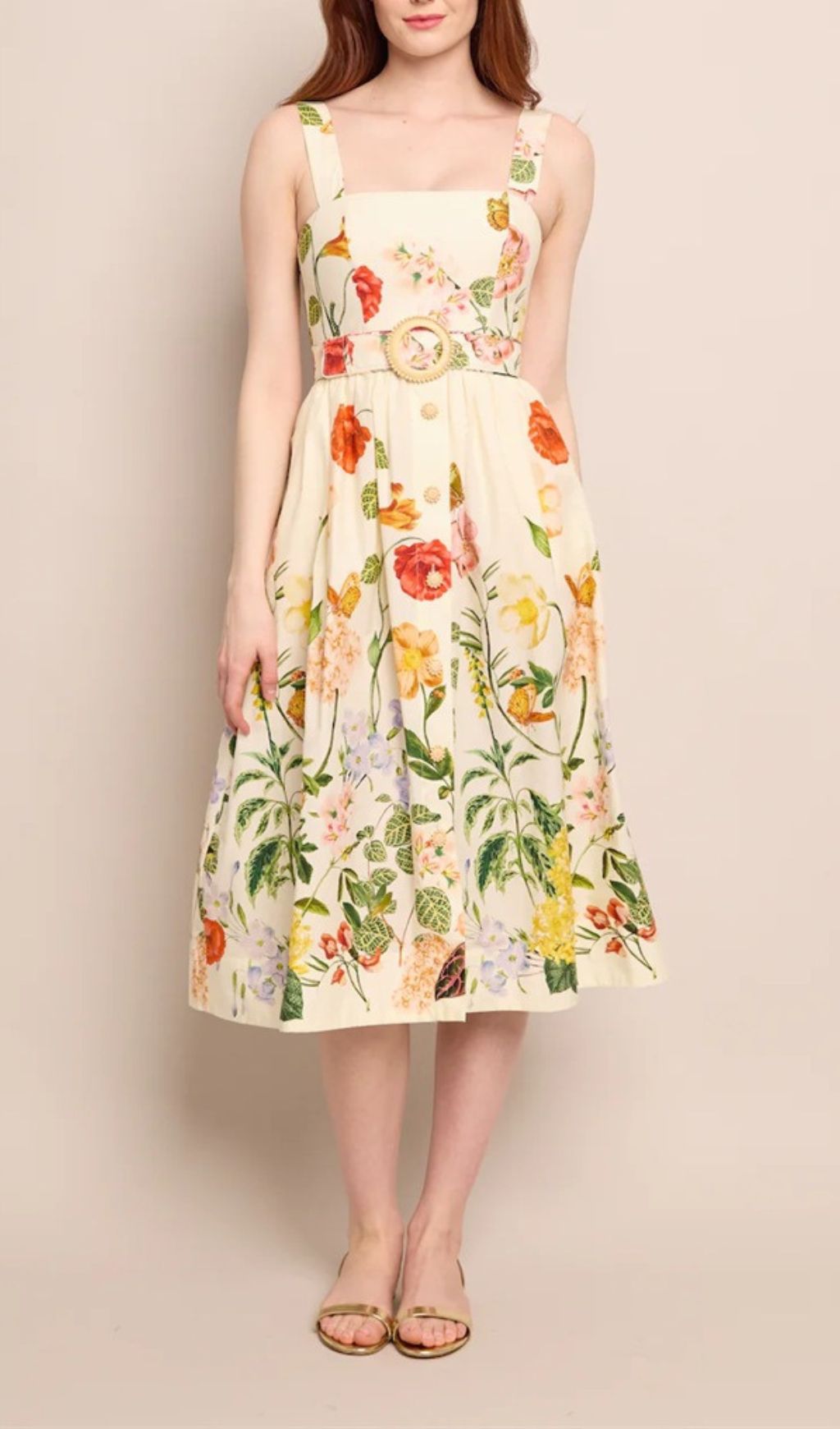 Ezria Vibrant Floral Print Midi Dress