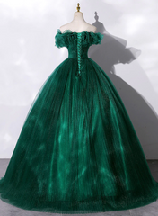 Vestido de fiesta de quinceañera con cintura de cuentas de tul verde 