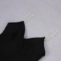 Elegant Black V-Neck Bodycon Bandage Midi Dress