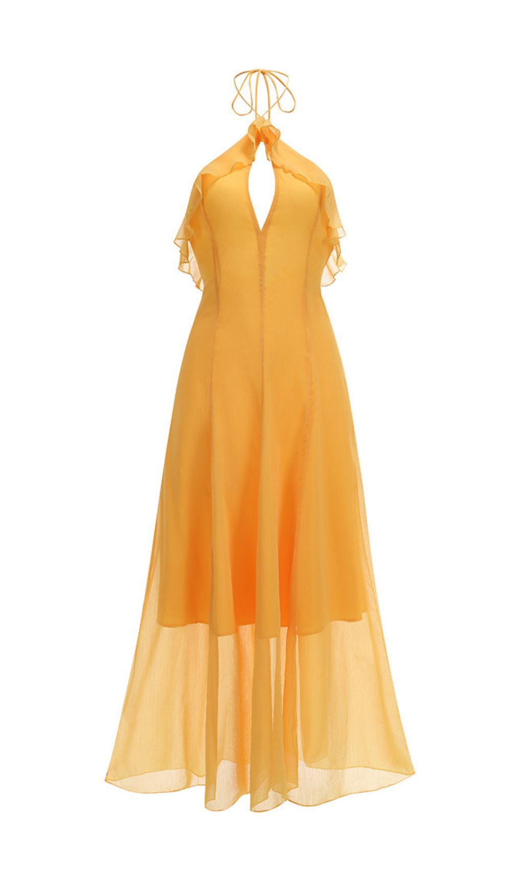 Glennis Golden Glow Halter Backless Maxi Dress