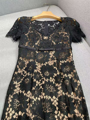 Imelda Black Lace Midi Dress