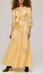 Emmali Golden Lace Two-Piece Maxi Dress Set