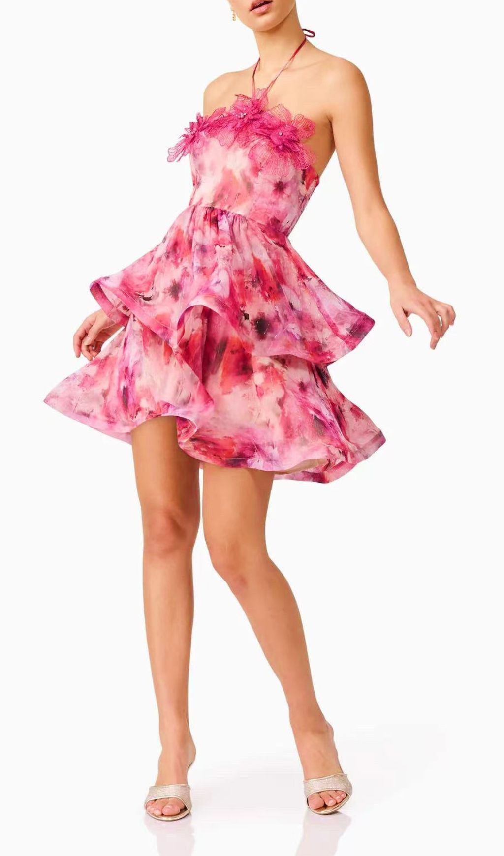 Fantine Floral Halter Mini Dress