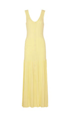 Jackie Yellow Ribbed Knit Maxi Dress & Cardigan Set