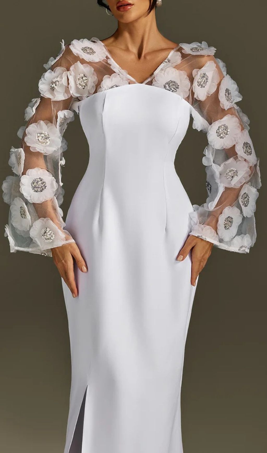 Rosaire Glimmering Floral Sequin Maxi Dress