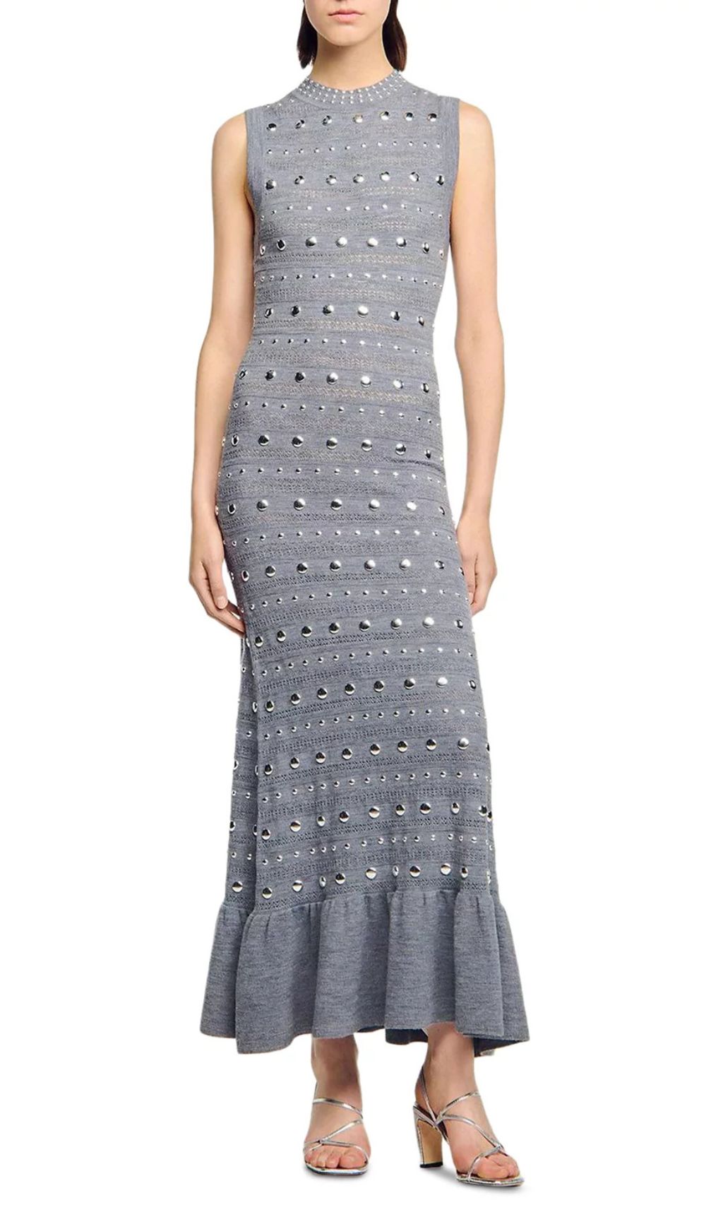 Venus Embellished Pointelle Knit Maxi Dress