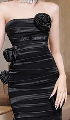 Andi Black Flower Embellished Strapless Maxi Dress