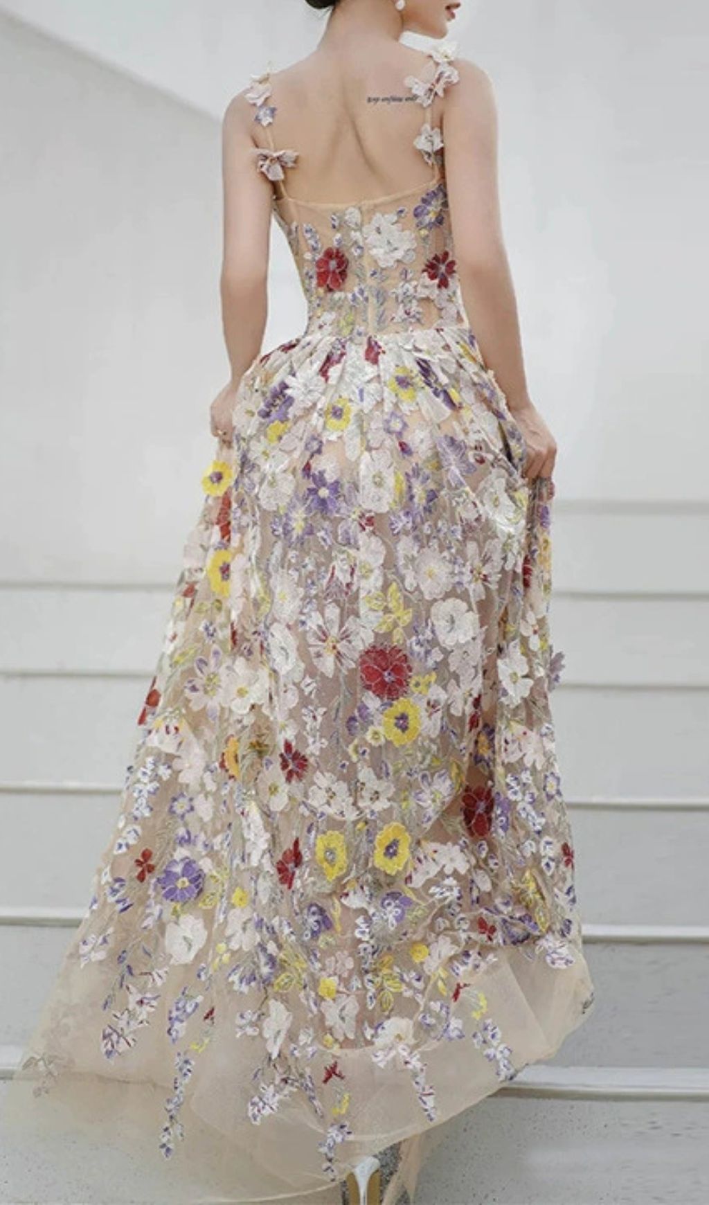 Jansje Enchanted Floral Appliqu Maxi Dress