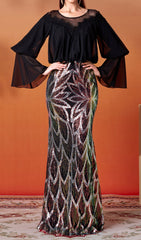 Donda Glamorous Iridescent Sequin Maxi Dress