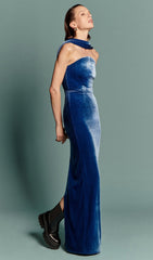 Dora Royal Blue Velvet Maxi Dress