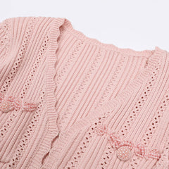 Elegant Pink Beaded Knit Mini Dress