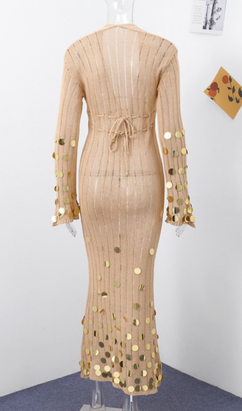 Honza Dazzling Gold Sequin Knit Maxi Dress