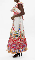 Daria V-Neck Bohemian Floral Maxi Dress