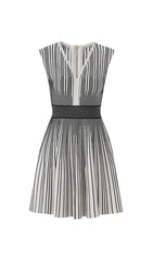 Funda Chic Geometric Stripe Sleeveless V-Neck Mini Dress
