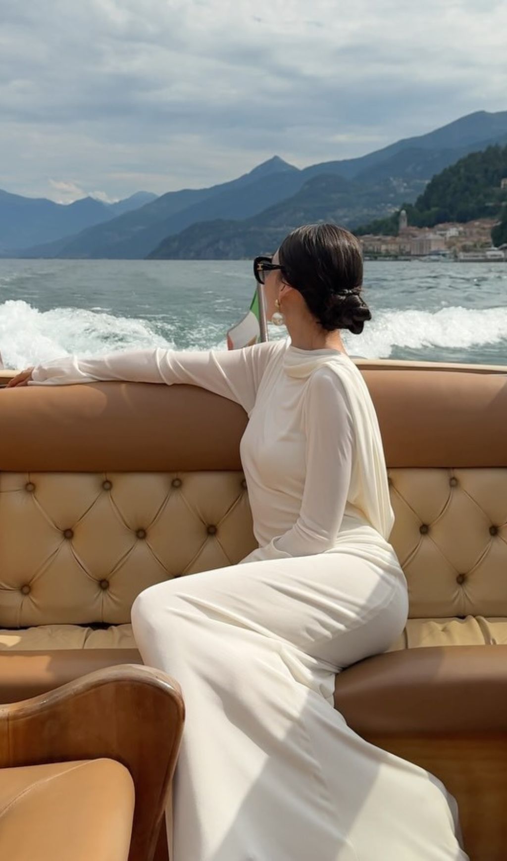 Joachim White Backless Long Sleeve Maxi Gown