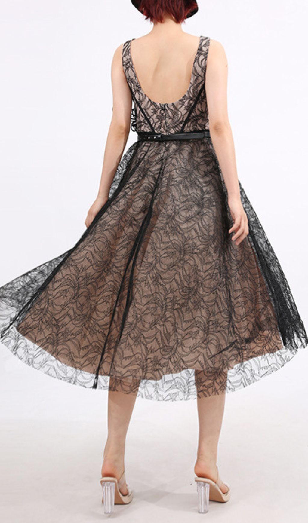 Enchanting Black Lace Floral Midi Dress