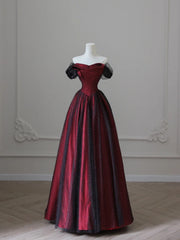 Charming Black and Red Off Shoulder A-line Prom Dress