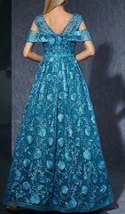 Dione Blue Floral Embroidered Maxi Dress