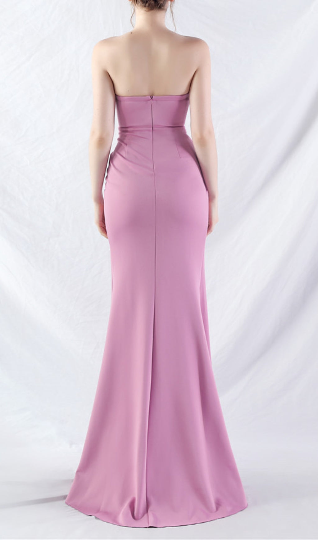 Chizue Elegant Purple Strapless Corset Maxi Dress with High Slit