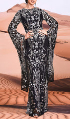 Luxurious Black & Silver Sequin Maxi Dress