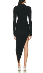 Glamorous Black Ribbed Knit Cut-Out Maxi Dress