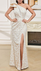 Birdie Jacquard One Shoulder Maxi Dress