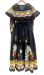 Helena Enchanting Floral Print Cape Maxi Dress for Women