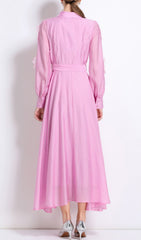 Holly Blossom Pink 3D Floral Midi Shirt Dress
