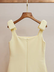 Havily Chic Yellow 3D Rosette Mini Dress
