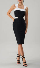 Farrell Two-Tone Bandage Midi Dress