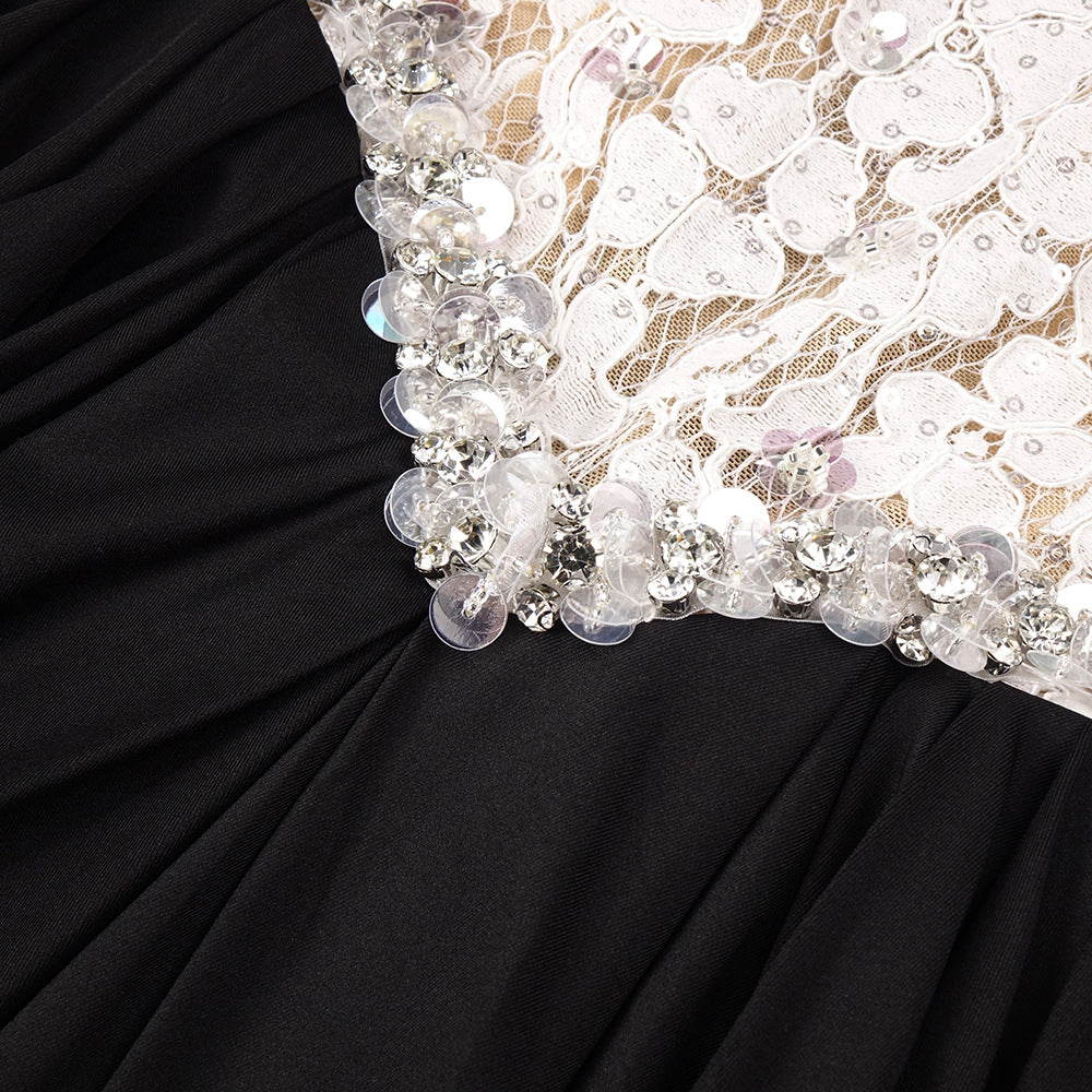 Jordy Strapless Beaded Lace Maxi Dress